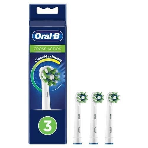 Oral-B Crossaction Cleanmaximiser - Ekstra Tandbørstehoved - Til Tandbørste - Hvit (Pakke Med 3) - For Pro 2000, 2500, 4000, 4500, 600, 650, 700, 7000