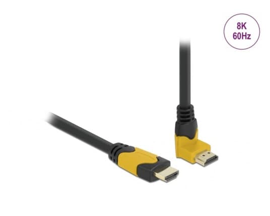 Delock - High Speed - Hdmi-Kabel - Hdmi Hann Rett Til Hdmi Hann Oppvinklet - 2 M - Svart - Støtte For Dolby Dts-Hd Master Audio, Støtte For Dolby Truehd, Støtter 21:9 Kinosideforhold, 8 K 60 Hz (7680 X 4320) Støtte