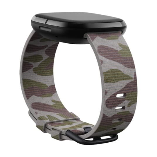 Fitbit Woven Band - Klokkestropp For Smart Armbåndsur - Stor Størrelse - Camo - For Fitbit Sense, Versa 3