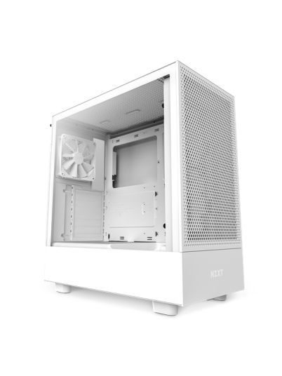 Nzxt H Series H5 Flow - Mid Tower - Utvidet Atx (E-Atx) - Sidepanel Med Vindu (Herdet Glass) - Ingen Strømforsyning - Hvit - Usb/Lyd