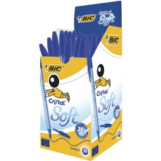 Bic Cristal Soft, Blå, Gjennomsiktig, Blå, Tynn Spiss, Medium, Sekskantet, 1,2 Mm