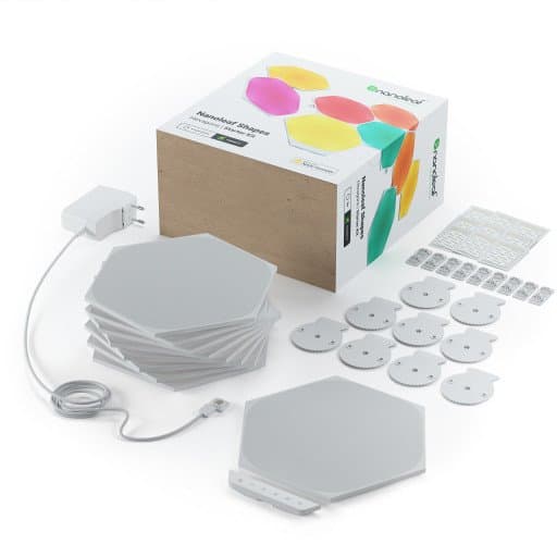 Nanoleaf Shapes Smarter Kit - Trådløst Lyssett - Led X 9 - 2 W - Klasse G - 16 Millioner Farger - 1200-6500 K - Sekskant