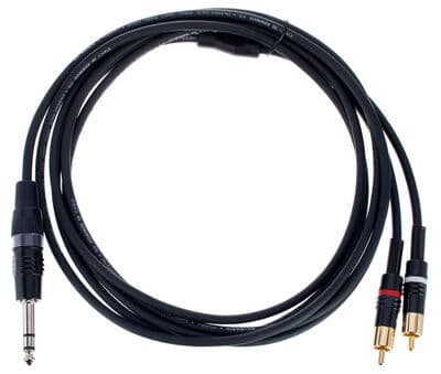 Sommer Cable Hbp-6Sc2-0300 Jack / Phono Audio Tilslutningskabel [2X Cinch-Stik - 1X Jackstik 6.3 Mm (Stereo)] 3.00 M Sort