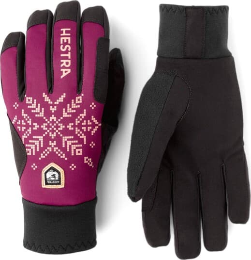 Hestra Women's Xc Primaloft - 5 Finger Bordeaux Print S