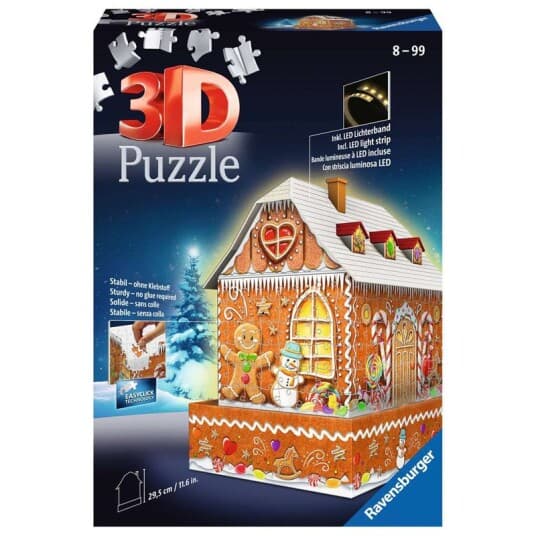 Ravensburger Christmas Gingerbread House Night Edition, 216 Stykker, Bygninger, 8 År