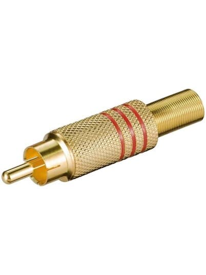 Tecline Rca Plug, Gold-Plated, Red Id Ring, For Cable Diameter Up To 7Mm - 10800S