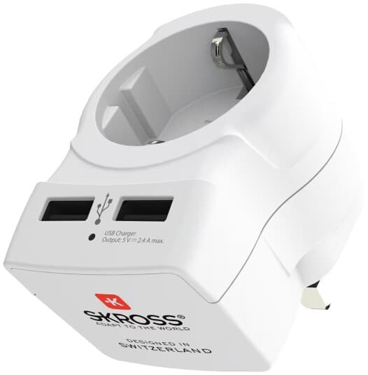 SKROSS Country Adapter - Europe to UK, USB