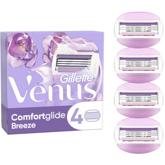 Gillette Venus Breeze - Patron For Påfyllbar Barberhøvel - Hunn - 3 Blad - 1.9 G (En Pakke 4)