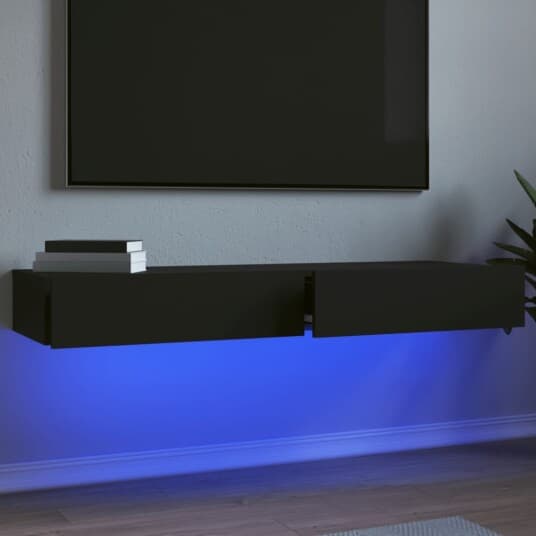 TV-benker med LED-lys 2 stk svart 60x35x15,5 cm