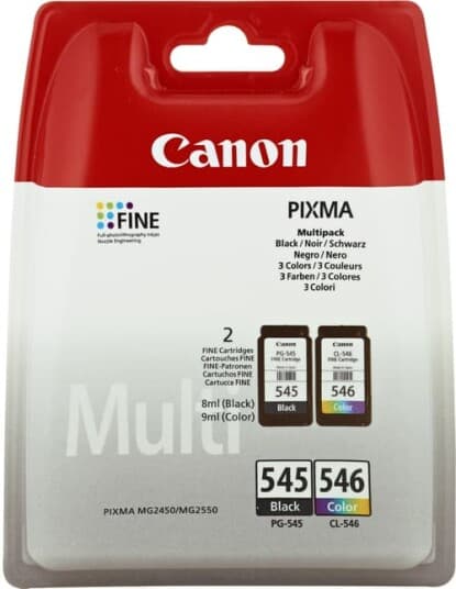 Canon PG-545 / CL-546 Multipack - 2-pack - svart, farge (cyan, magenta, gul) - original - blekkpatron