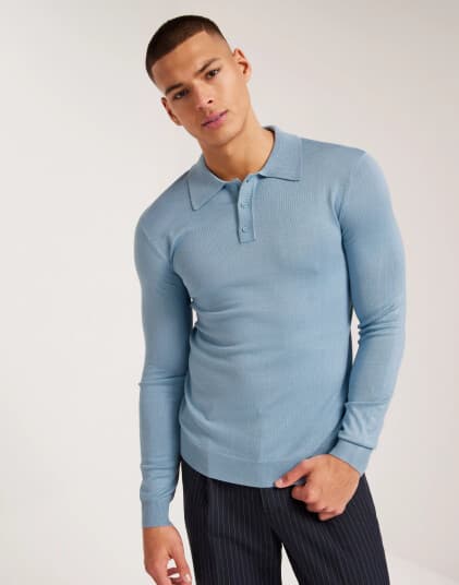 Only & Sons Onswyler Life Reg 14 Ls Polo Knit N Strikkegensere Blå