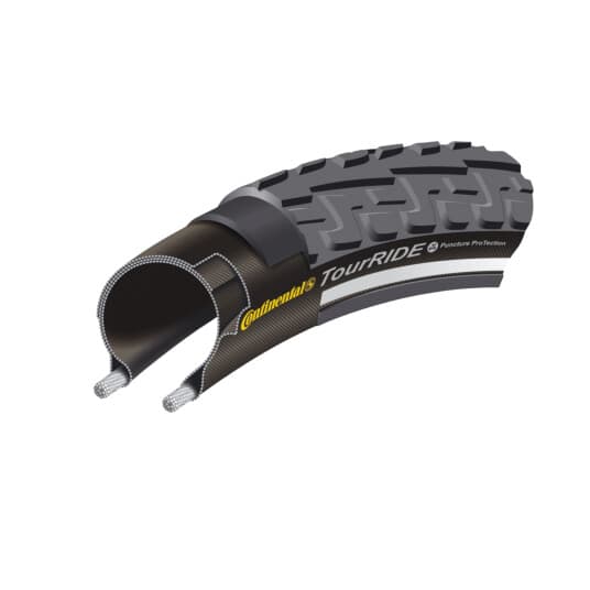 Continental Ride Tour Non Folding Tire (47-559) Black/Black, Psi Max:4,0 (Bar), Extrapuncture Belt, Weight:780 G