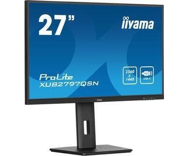 Iiyama Prolite Xub2797qsn-B1 - Led-Skjerm - 27" - 2560 X 1440 Wqhd @ 100 Hz - Ips - 250 Cd/M² - 1300:1 - 1 Ms - Hdmi, Displayport, Usb-C - Høyttalere - Matt, Svart