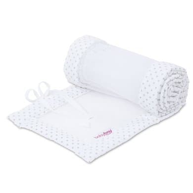 babybay® nest mesh piqué egnet for Boxspring XXL-modell, hvite prikker perlegrå