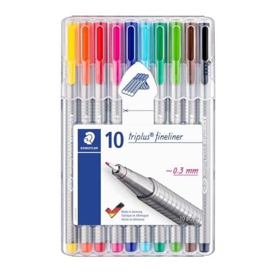 Fineliner Staedtler Triplus 0,3 Mm Ass. Farver - (10 Stk.)