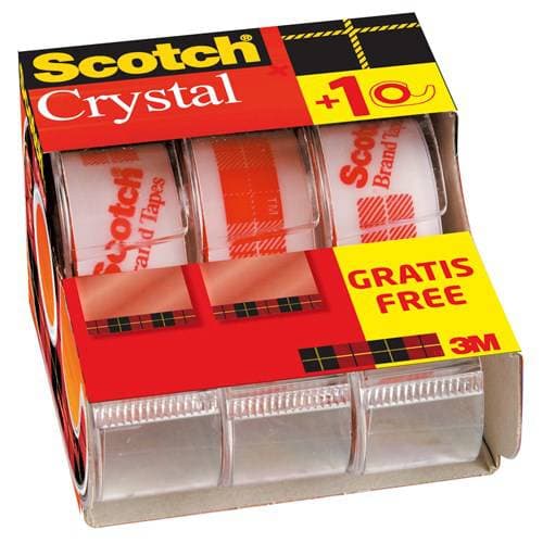 3M Scotch Klebefilm Crystal Clear 600, Caddy Pack Hochtransparent, Leichtes Und Ger?Uschloses Abrollen (6-1975C3)