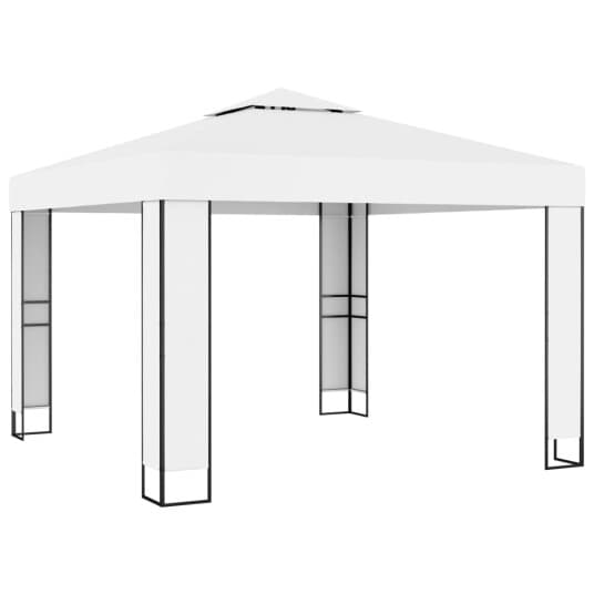 Paviljong med dobbelt tak 3x3 m hvit