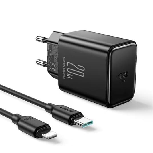 Usb C 20W Pd Joyroom Jr-Tcf06 Lader Med Usb C - Lightning-Kabel - Svart