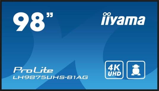 Iiyama Prolite Lh9875uhs-B1ag - 98" Diagonalklasse (97.5" Synlig) Led-Bakgrunnsbelyst Lcd-Skjerm - Intelligent Skilting - Med Innebygd Soc-Mediespiller - Android - 4K Uhd (2160P) 3840 X 2160 - Svart