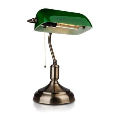 V-Tac Bordlampe Bankers Lampe Vt-7151 E27 Gammel Gull Grønn Lampeskjerm 3912