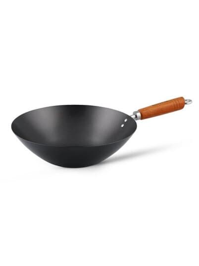 Ken Hom Kh331001, Rund, Wok-/Stekepanne, Sort, Kull Stål, Keramisk, Gass, Halogen, Tre