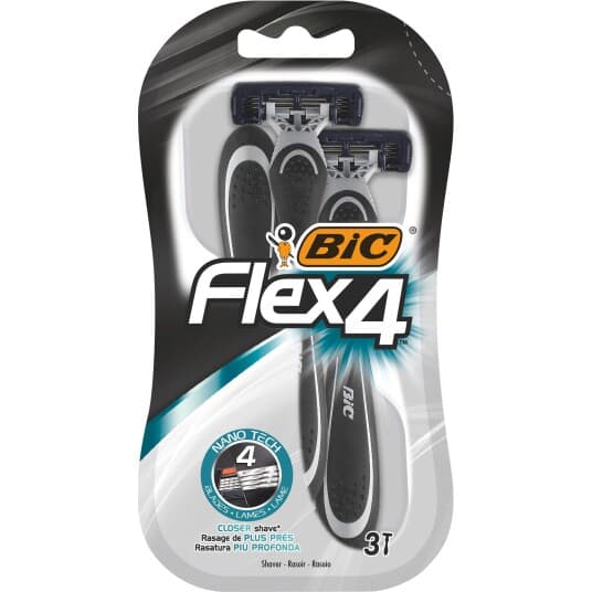 Bic Flex 4, Svart, Grå, 3 Stykker