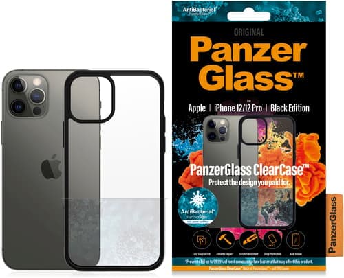 Panzerglass Clearcase - Black Edition - Baksidedeksel For Mobiltelefon - Herdet Glass, Termoplast-Polyuretan (Tpu) - Svart, Blank - 6.1" - For Apple Iphone 12, 12 Pro