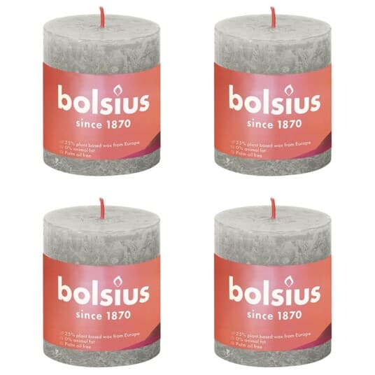 Bolsius Bolsius Rustic Shine Søylelys, 6 Stk, 80X68 Mm, Grå