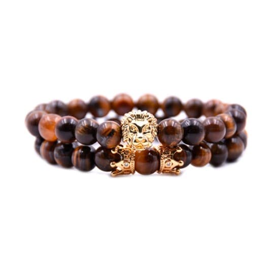 Auxere Lion Crown Double Row Armbånd Stein KXD0183 - Herre