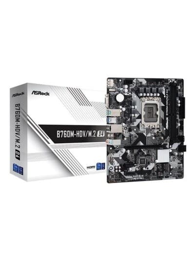 Asrock B760m-Hdv/M.2 - Hovedkort - Micro Atx - Lga1700-Sokkel - B760 Chipset - Usb-C 3.2 Gen 1, Usb 3.2 Gen 1 - 2.5 Gigabit Lan - Innbygd Grafikk (Cpu Kreves) - Hd-Lyd (8-Kanalers)