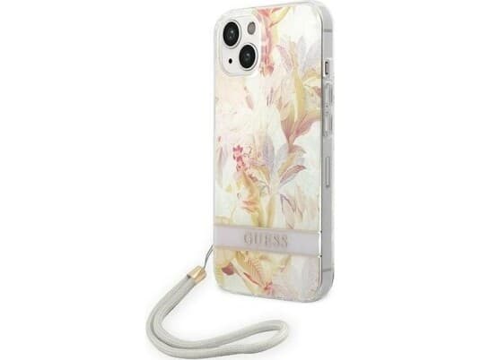 Guess Hard Flower Strap Guohcp14mhflsu Bakdeksel Apple Iphone 14 Plus Lilla 6,7"